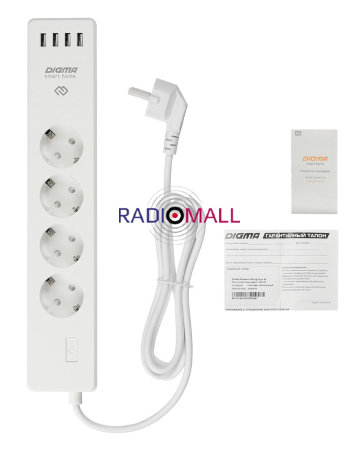 Сетевой фильтр дистанционное вкл/выкл приборов Digma DiPlug Strip 40